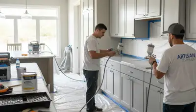 Professional cabinet painting service in Harrisburg, PA kitchen by local house painting experts