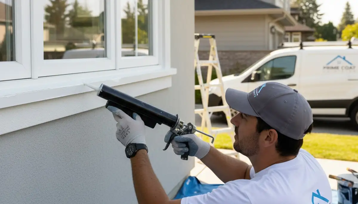 Professional caulking and sealing by house painters in Harrisburg, PA for moisture protection