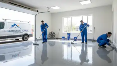 Professional epoxy garage floor coating in Harrisburg, PA by expert local painters