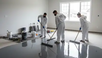 Epoxy garage floor coating in Harrisburg PA with durable, glossy finish by local painting contractors