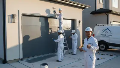 Professional garage door painting in Harrisburg PA enhancing home curb appeal and weather protection