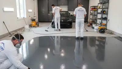 Durable epoxy garage floor coating in Harrisburg, PA by professional house painters