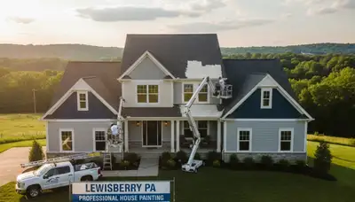Professional house painters working on exterior home in Harrisburg PA
