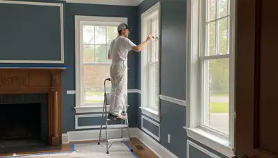 Professional interior trim painting with crisp edges in a Harrisburg, PA home by expert house painters