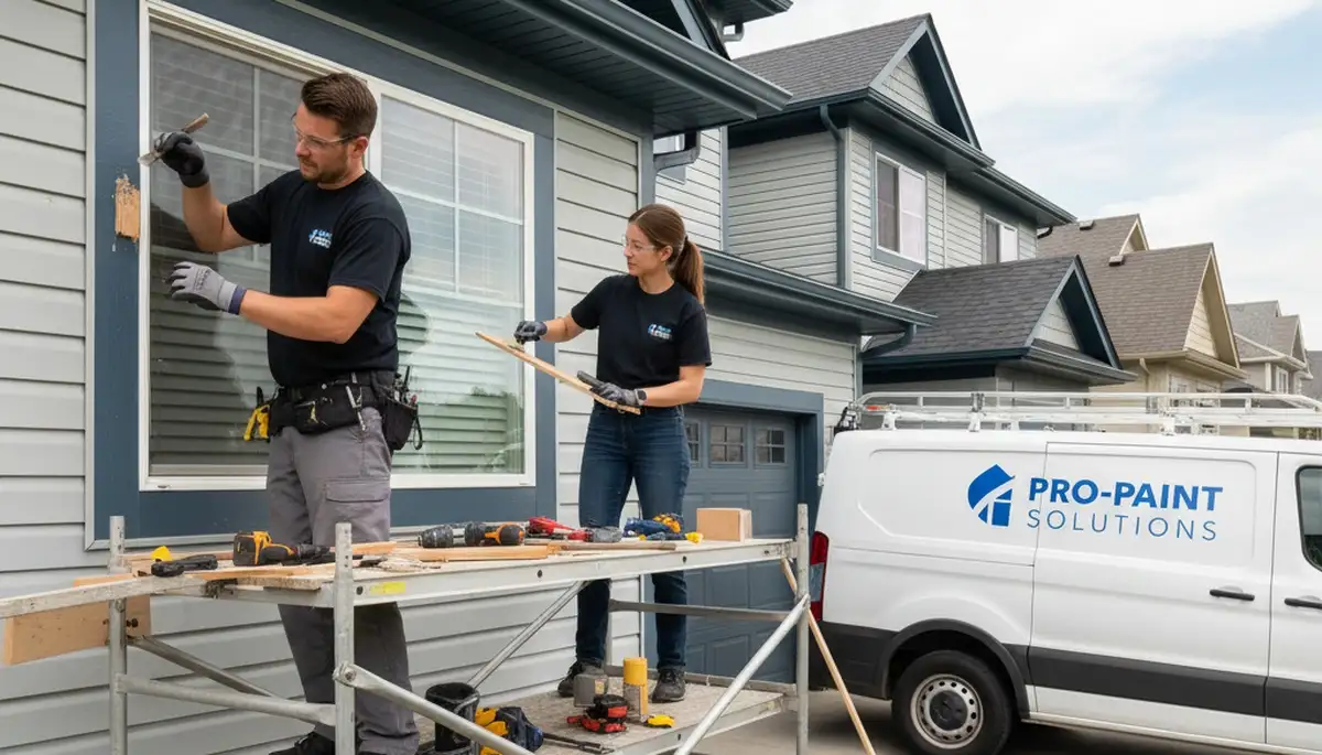 Professional wood rot repair on home siding by painters in Harrisburg, PA